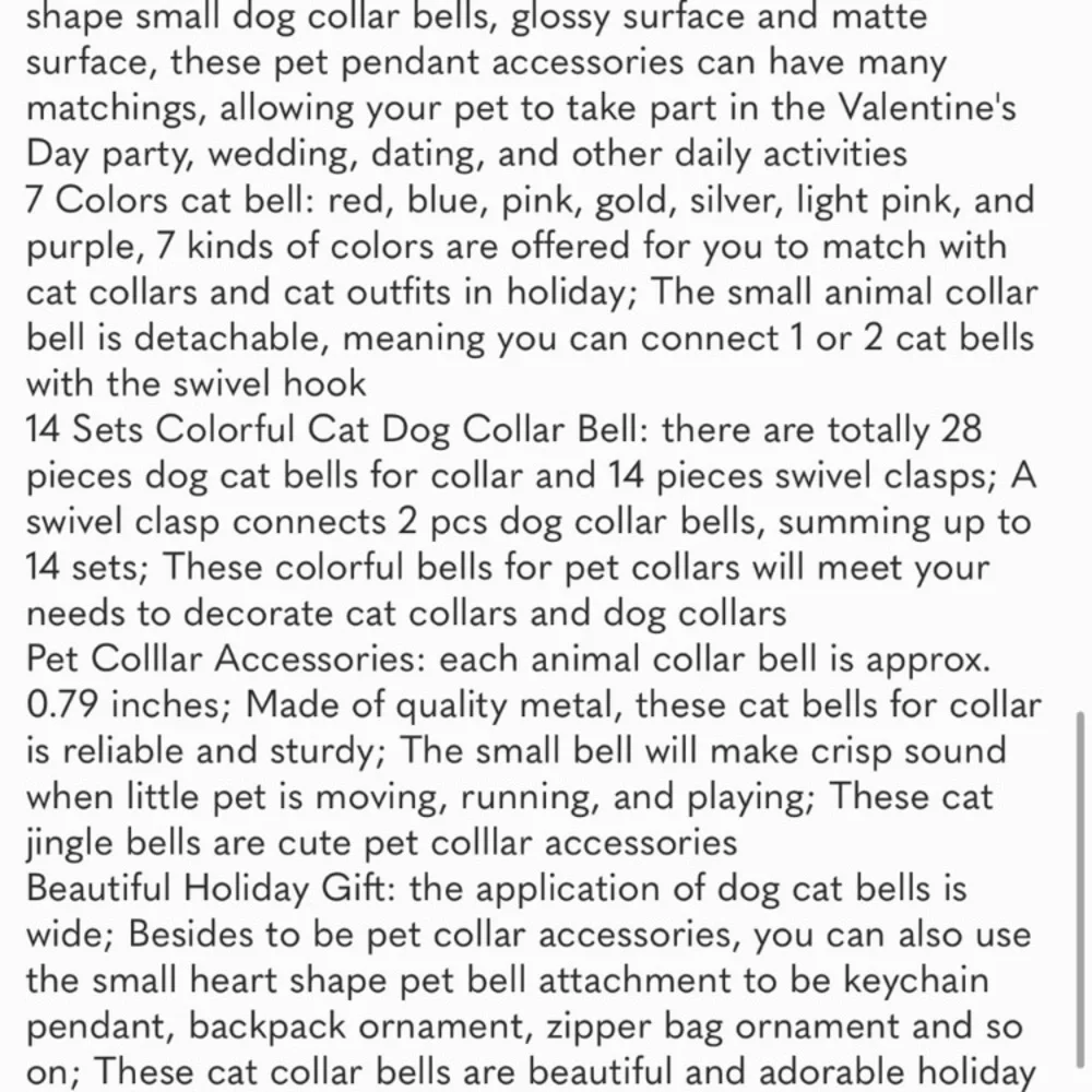 14 Sets Valentine's Day Cat Dog Bells Heart Shape